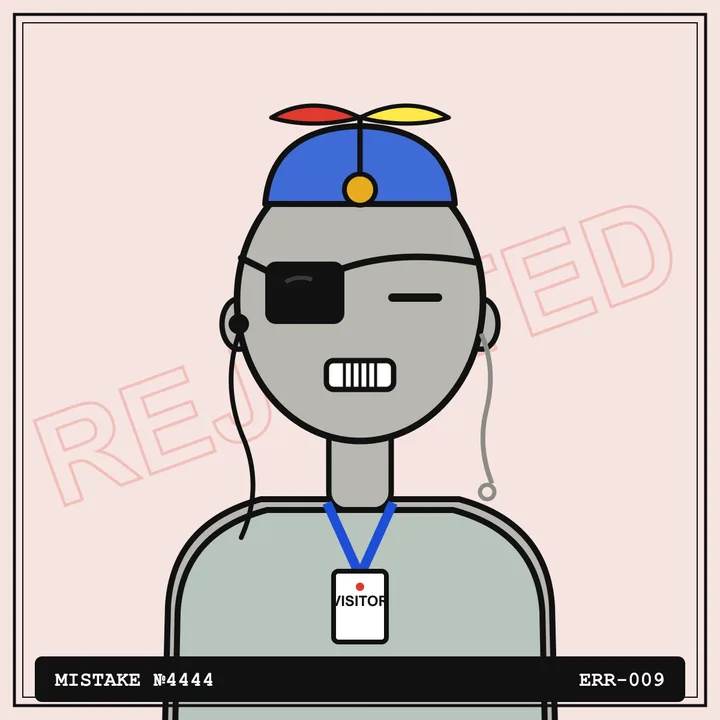 Mistake #4444 — a character in a case-file frame